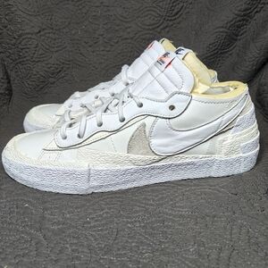 Nike Blazer X Sacai Low White Patent Leather Vintage Casual Sneaker Men Shoe 10